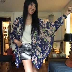 Printed kimono cover up robe jacket